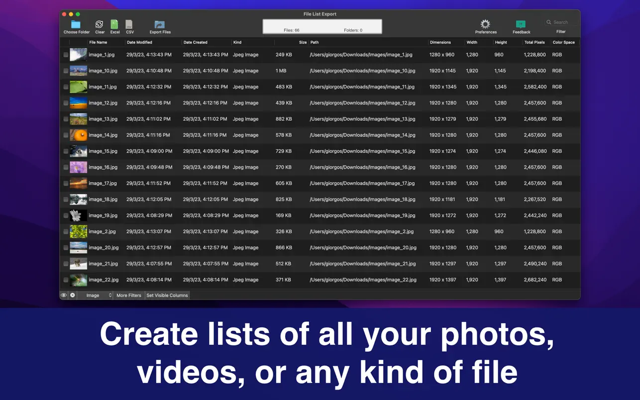 File List Export for Mac 软件界面实测截图